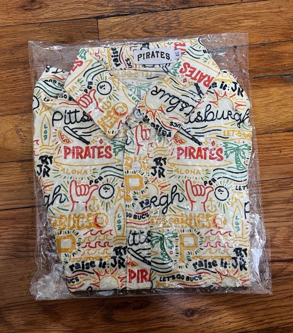 Pittsburgh Pirates Graphic Print Button-Up Shirt S Multicolor Point Collar